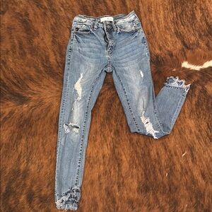 Stylish Blue Distressed Women Jeans